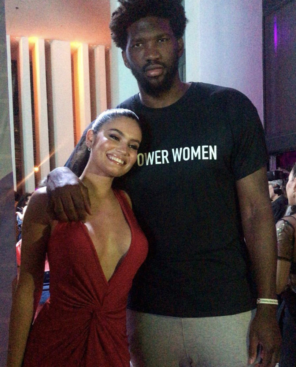 Anne De Paula and Joel Emiid at the 2019 SI Swimsuit Runway Show at Miami Swim Week.